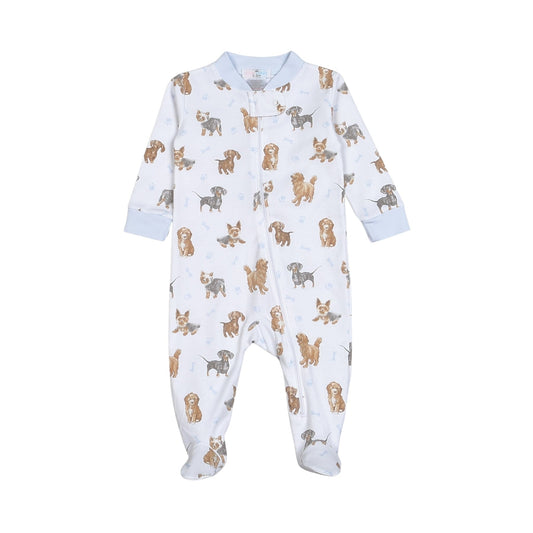 Baby Loren Blue Puppy Pals Zipper Footie