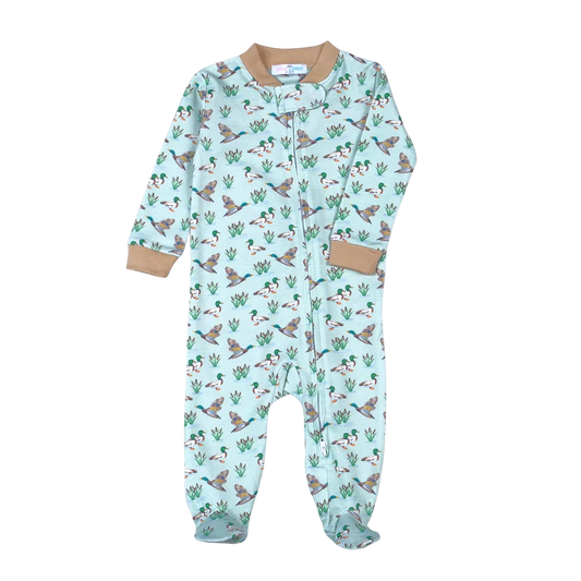 Baby Loren Infant Sleepwear Boy Mallard Ducks / Newborn Baby Loren Boys Mallard Ducks Zipper Footie