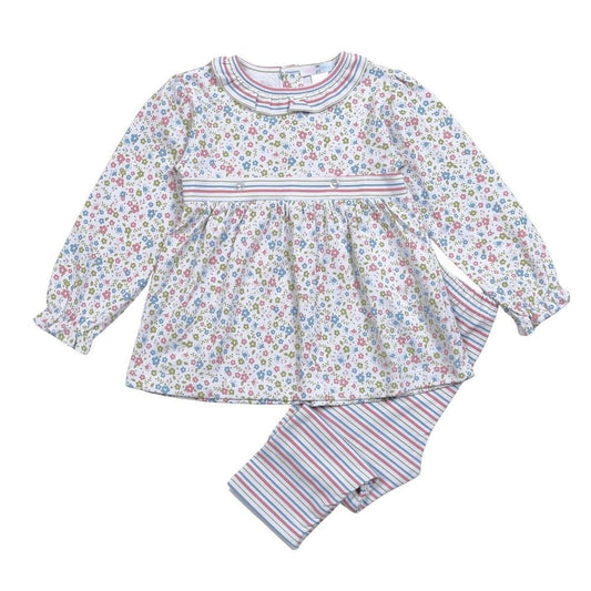 Baby Loren Infant 12-18 Mo / Pink & Blue Baby Loren Darlene Pima Pant Set