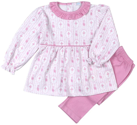 Baby LorenBaby Loren Girls Pink Ballerina Legging SetBabysupermarket