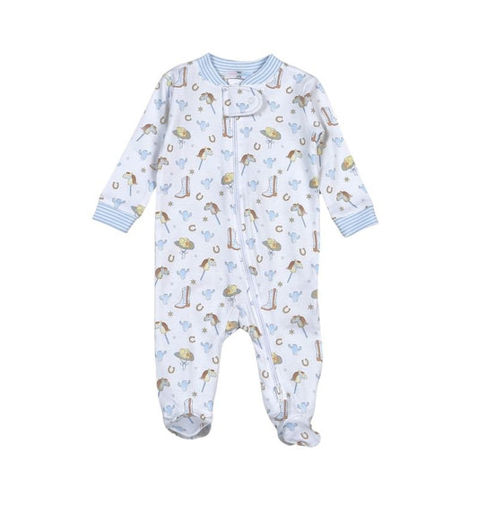 Baby Loren Howdy Baby Pima Zipper Footie