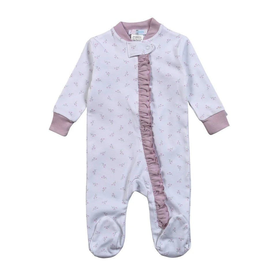 Baby Loren Girls Purple / 12-18 Mo Baby Loren Joy Floral Zipper Footie