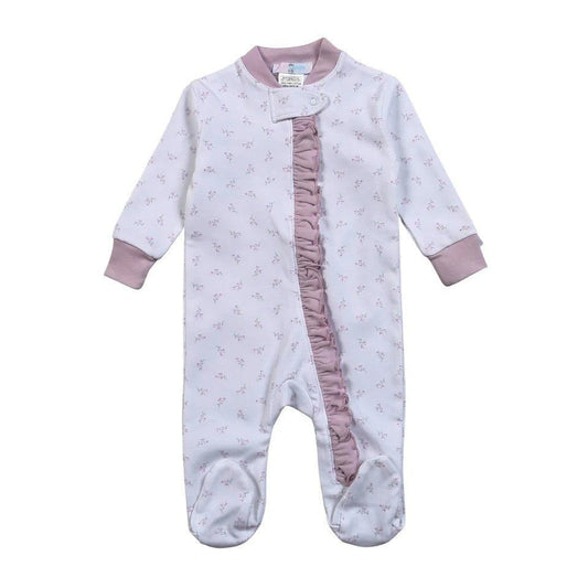 Baby Loren Girls Purple / 12-18 Mo Baby Loren Joy Floral Zipper Footie