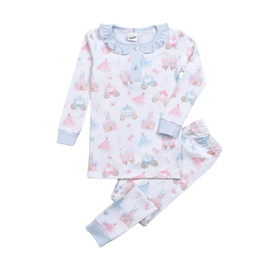 Baby Loren Toddler 2 Toddler / Blue & Pink Baby Loren Like a Princess Pima Two Piece Loungewear