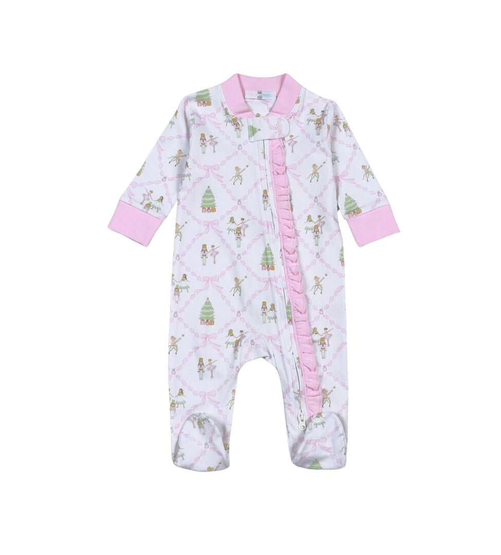 Baby Loren Nutcrackers Pima Ruffle Zipper Footie