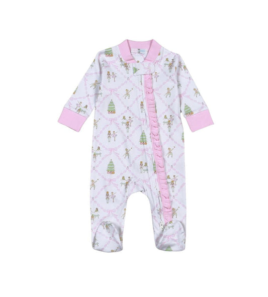 Baby Loren Nutcrackers Pima Ruffle Zipper Footie