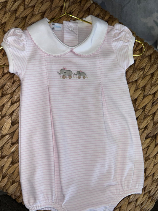 Baby LorenBaby Loren Pink Elephants Embroidered BubbleBabysupermarket