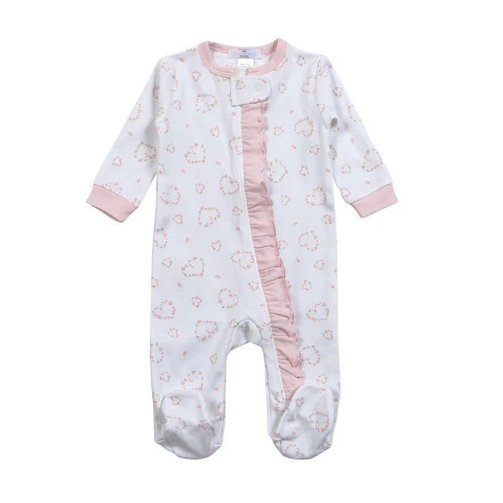 Baby Loren Girls Pink / 0-3 Mo Baby Loren Sweetheart Roses Zipper Footie