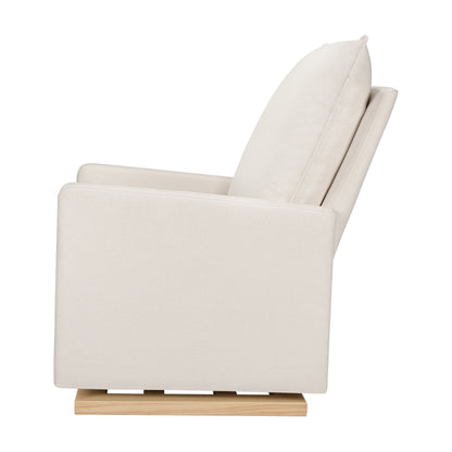 Babyletto Gliders & Rockers Performance Beach Eco-Weave with Light Wood Base Babyletto Cali Pillowback Chair and a Half Glider in Eco-Performance Fabric | Water Repellent & Stain Resistant