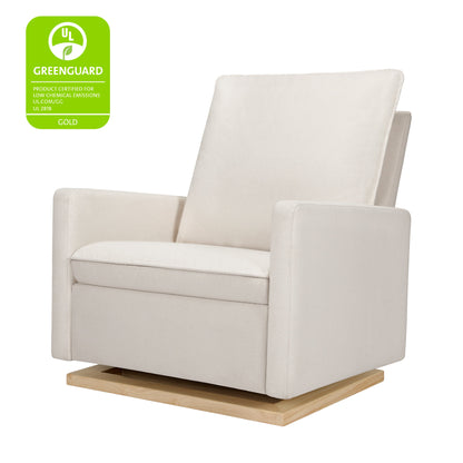 Babyletto Gliders & Rockers Performance Beach Eco-Weave with Light Wood Base Babyletto Cali Pillowback Chair and a Half Glider in Eco-Performance Fabric | Water Repellent & Stain Resistant
