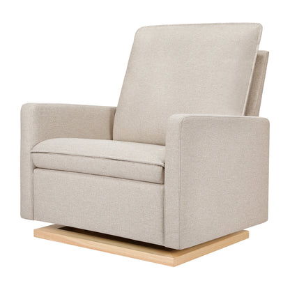 Babyletto Gliders & Rockers Performance Beach Eco-Weave with Light Wood Base Babyletto Cali Pillowback Chair and a Half Glider in Eco-Performance Fabric | Water Repellent & Stain Resistant