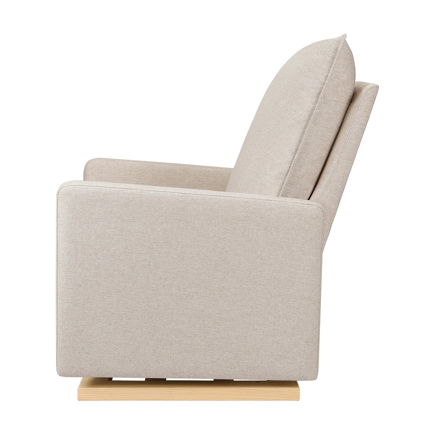 Babyletto Gliders & Rockers Performance Beach Eco-Weave with Light Wood Base Babyletto Cali Pillowback Chair and a Half Glider in Eco-Performance Fabric | Water Repellent & Stain Resistant