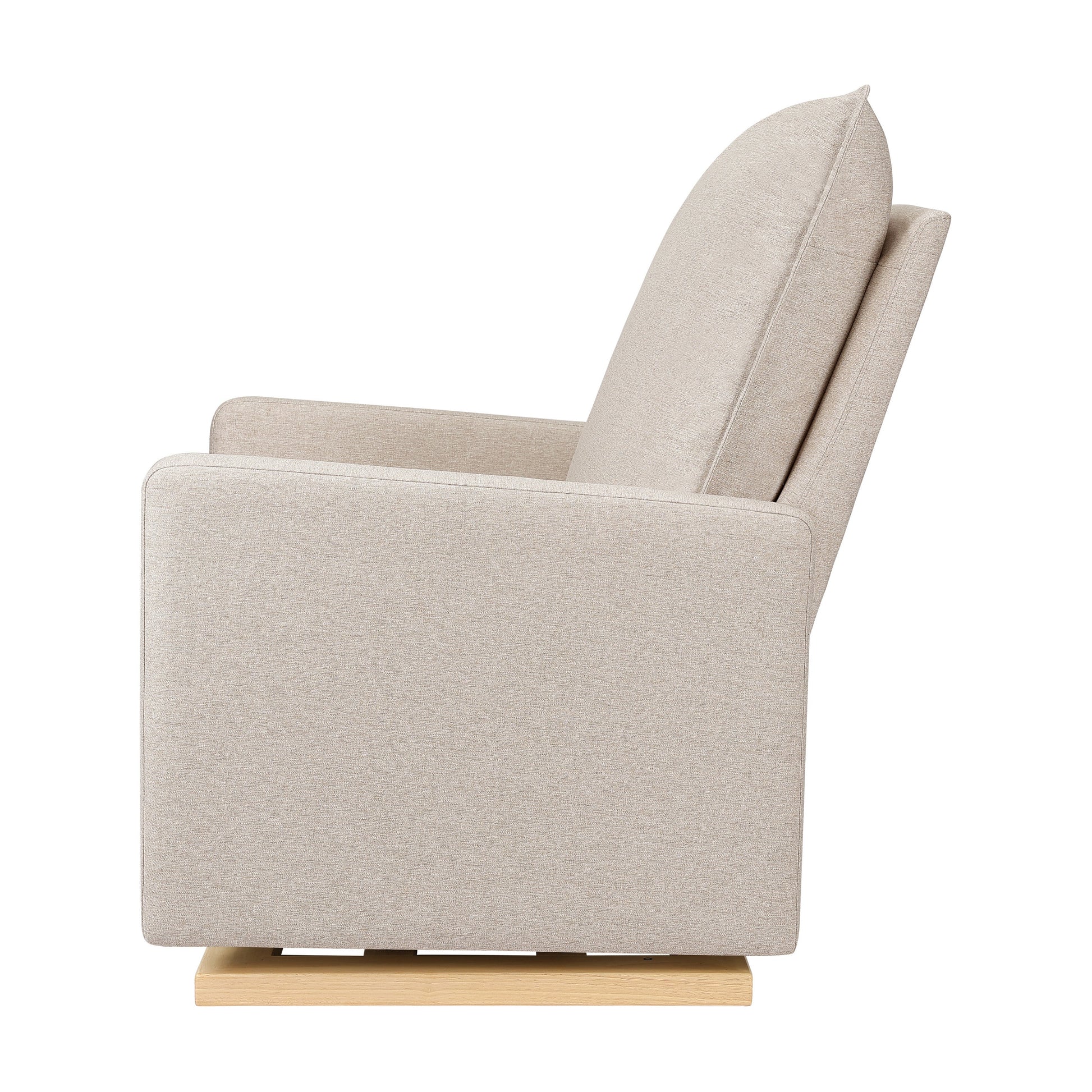 Babyletto Gliders & Rockers Performance Beach Eco-Weave with Light Wood Base Babyletto Cali Pillowback Chair and a Half Glider in Eco-Performance Fabric | Water Repellent & Stain Resistant
