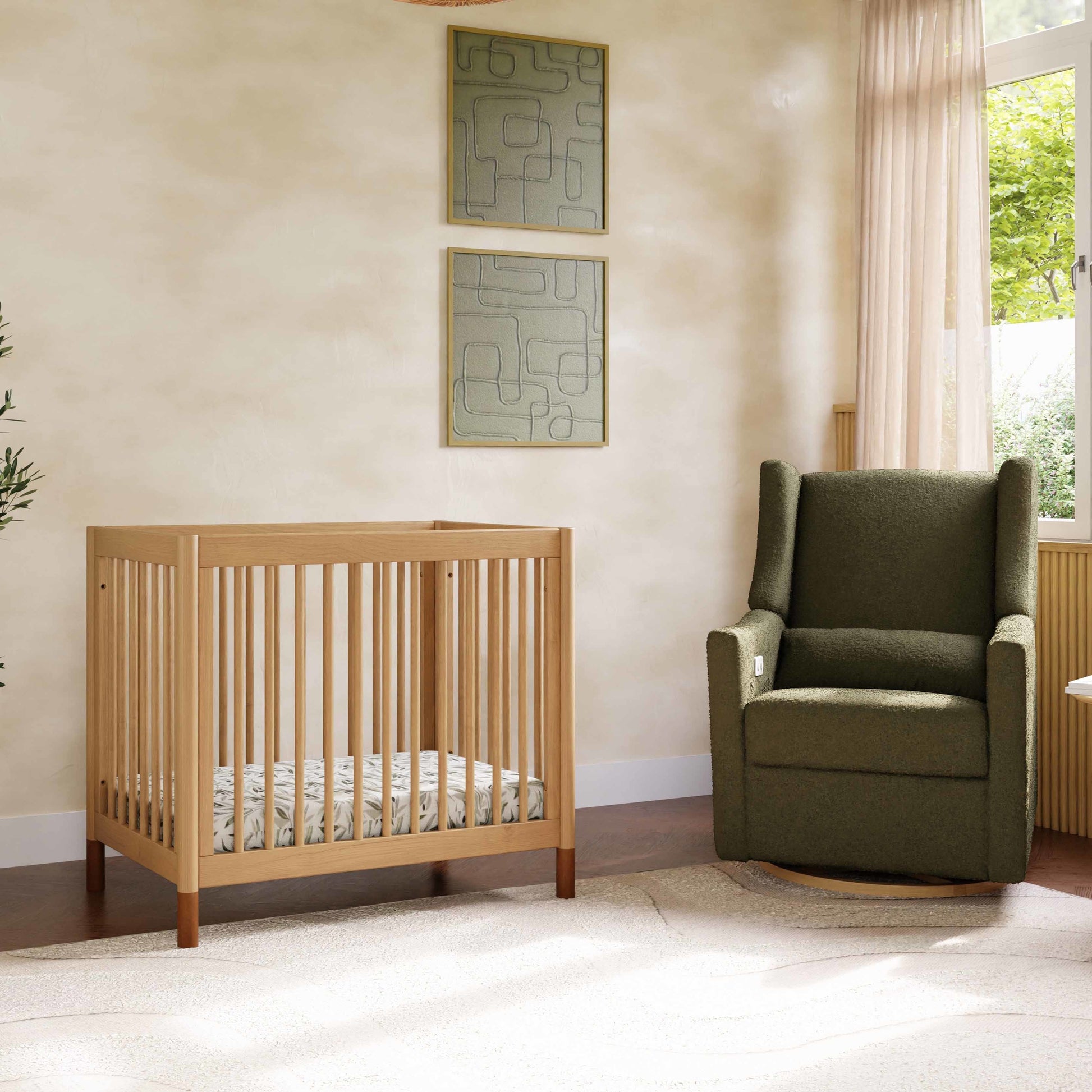 Babyletto Cribs Natural Walnut & Gold Feet Babyletto Gelato 4-in-1 Convertible Mini Crib