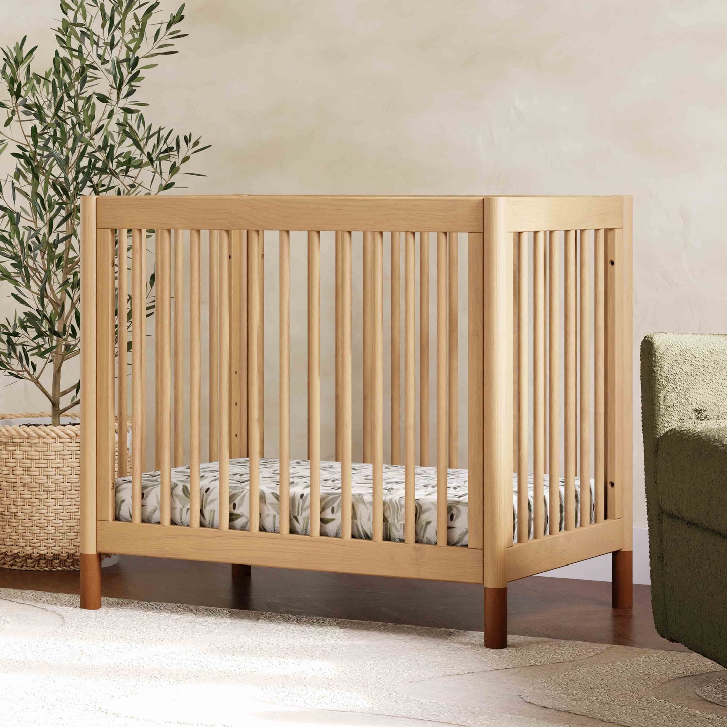 Babyletto Cribs Natural Walnut & Gold Feet Babyletto Gelato 4-in-1 Convertible Mini Crib