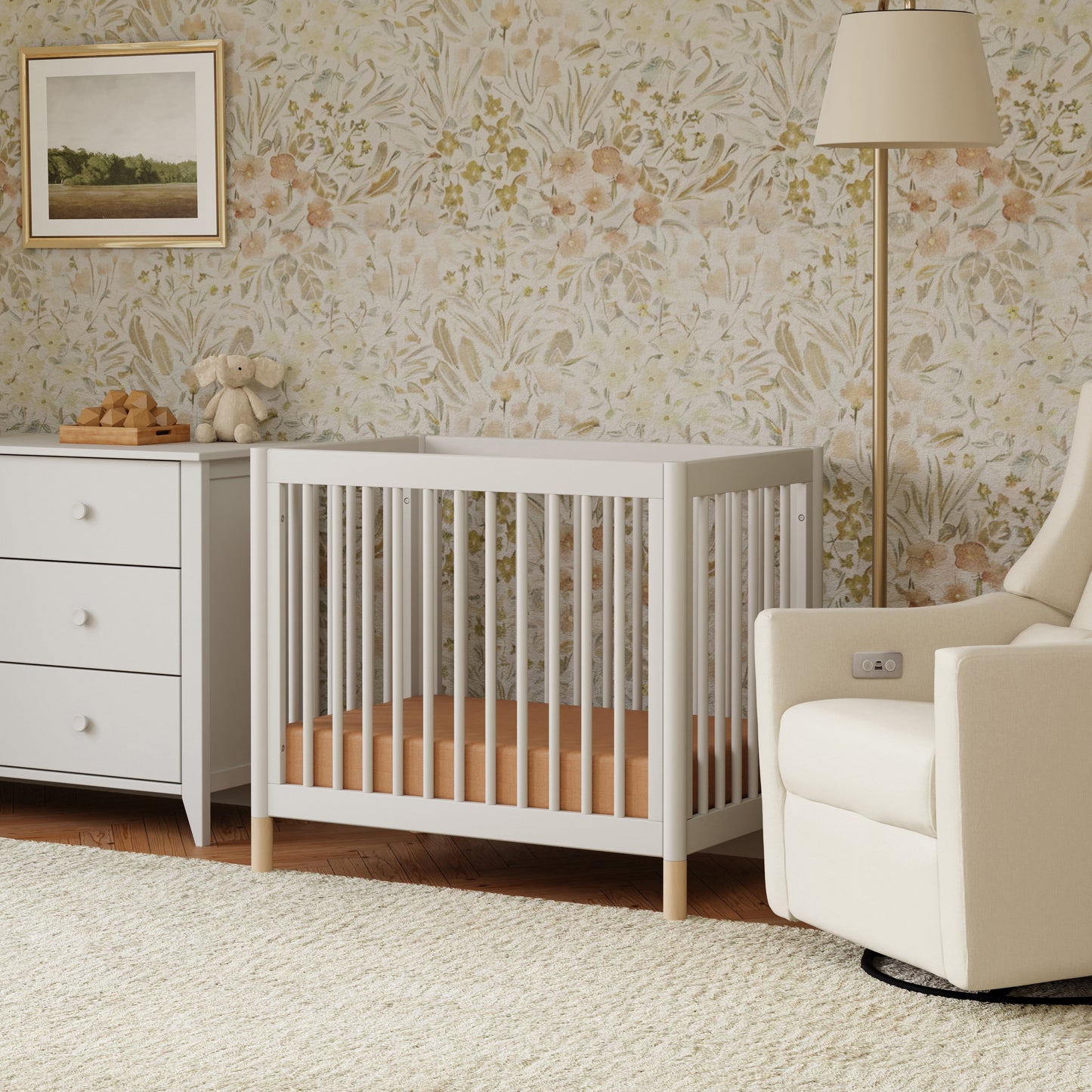 Babyletto Cribs Natural Walnut & Gold Feet Babyletto Gelato 4-in-1 Convertible Mini Crib