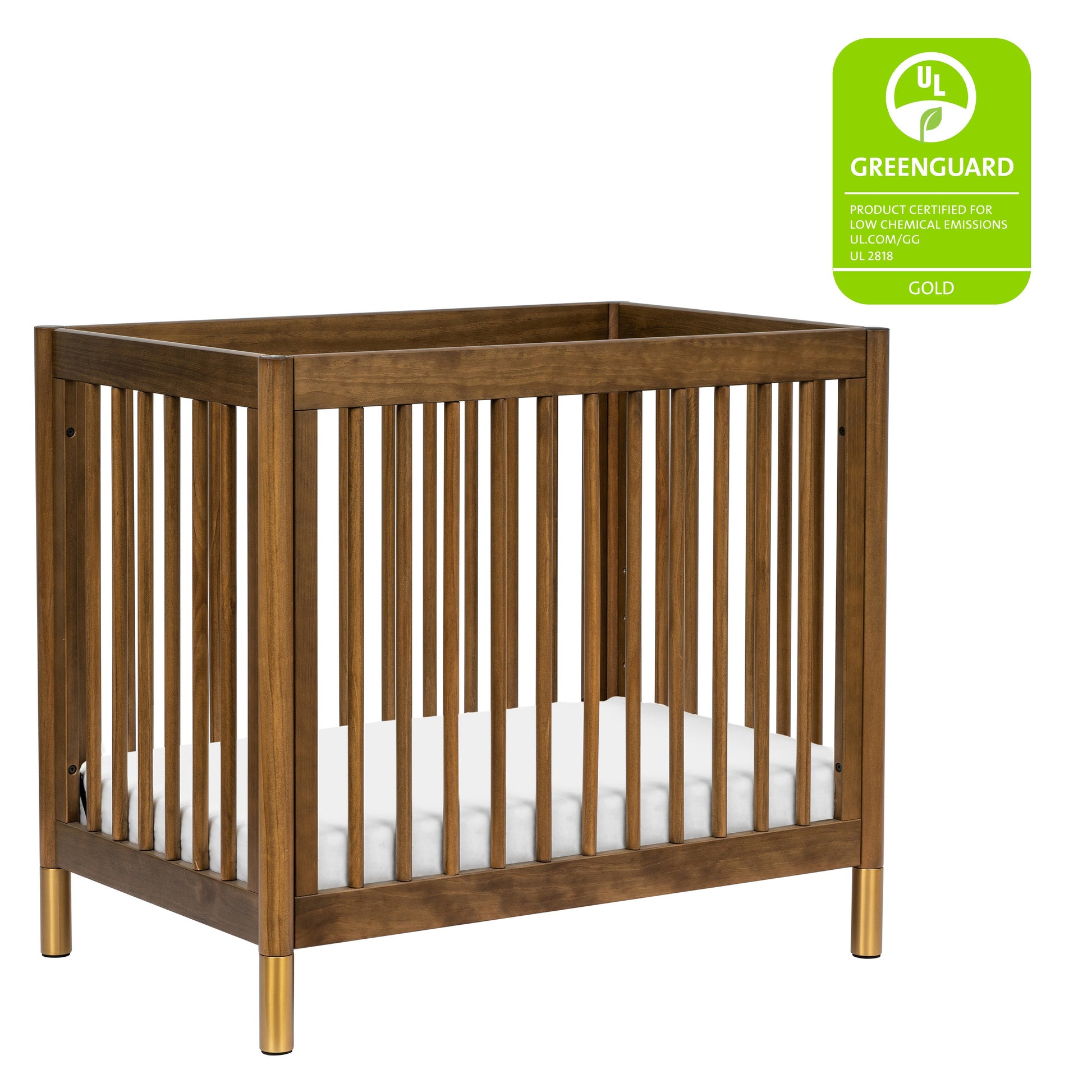 Babyletto Cribs Natural Walnut & Gold Feet Babyletto Gelato 4-in-1 Convertible Mini Crib