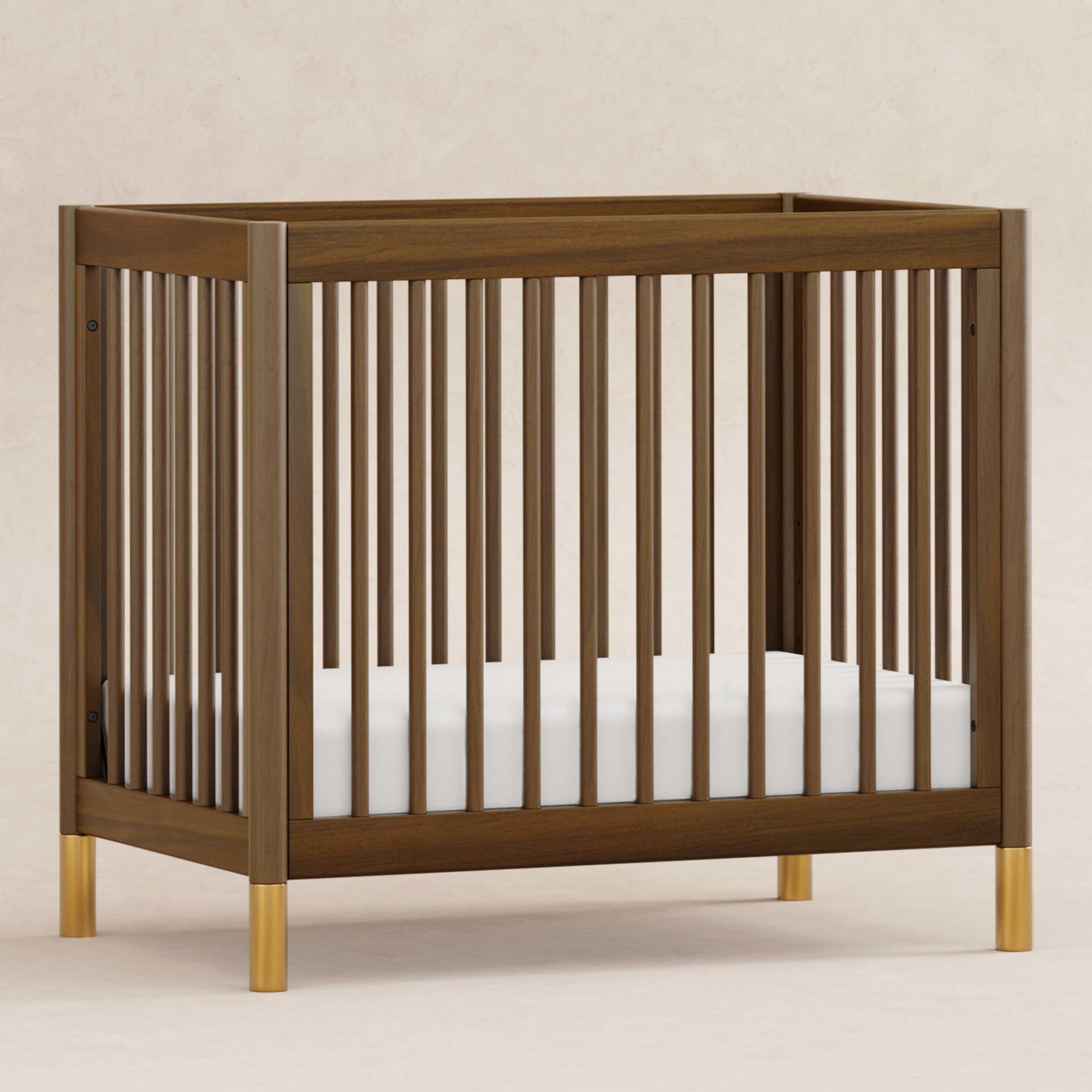 Babyletto Cribs Natural Walnut & Gold Feet Babyletto Gelato 4-in-1 Convertible Mini Crib
