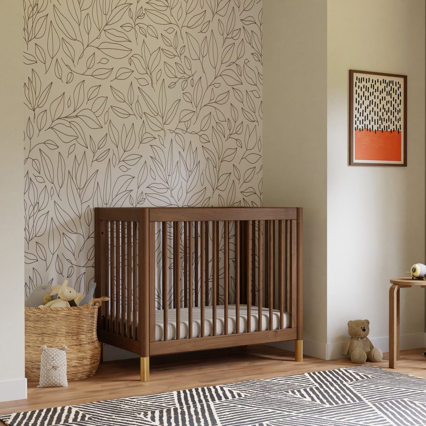 Babyletto Cribs Natural Walnut & Gold Feet Babyletto Gelato 4-in-1 Convertible Mini Crib