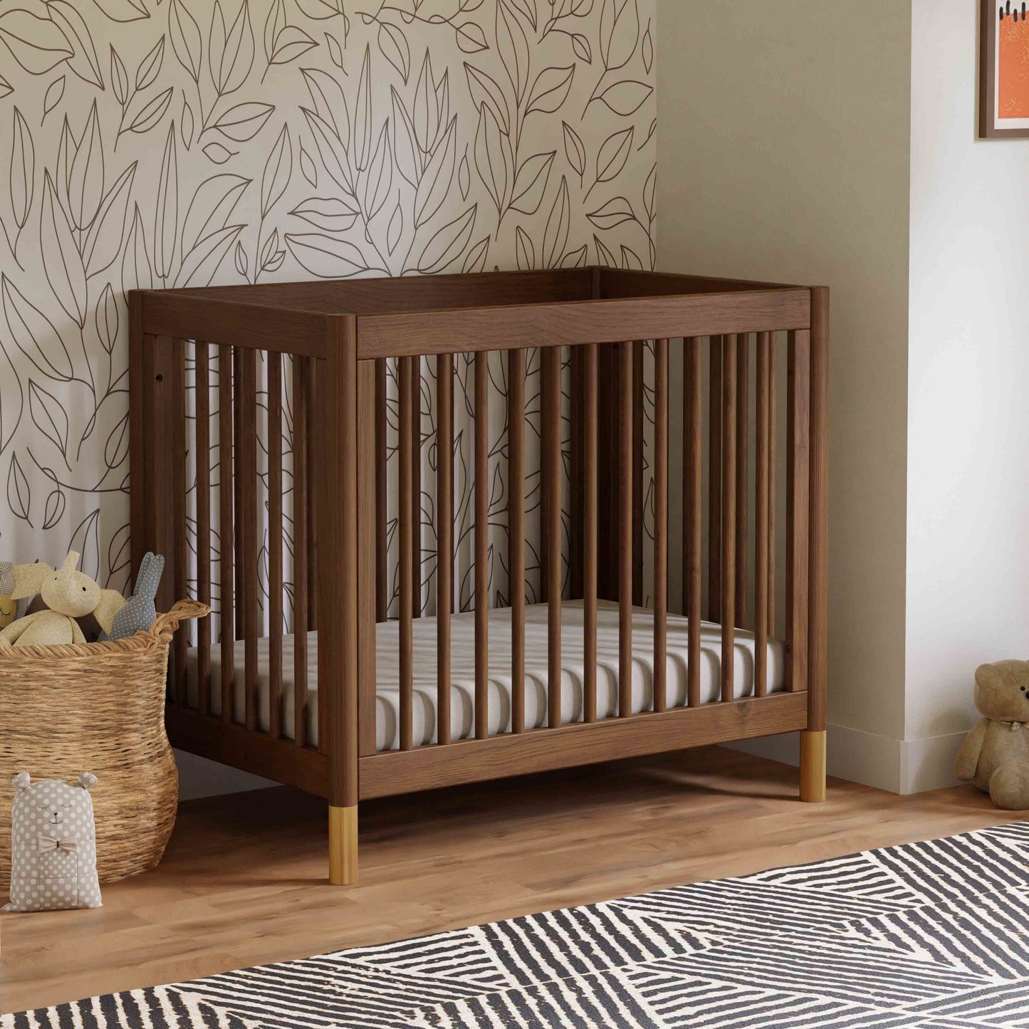 Babyletto Cribs Natural Walnut & Gold Feet Babyletto Gelato 4-in-1 Convertible Mini Crib