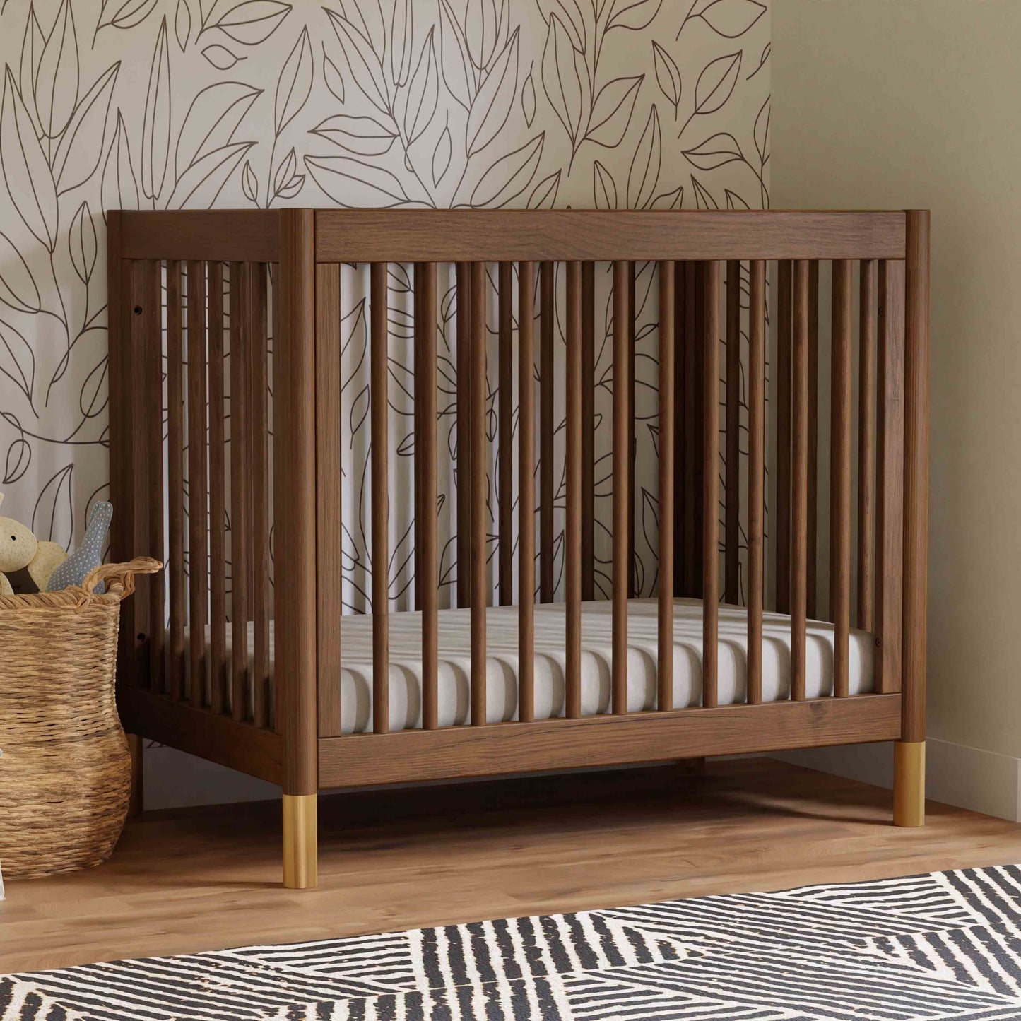 Babyletto Cribs Natural Walnut & Gold Feet Babyletto Gelato 4-in-1 Convertible Mini Crib