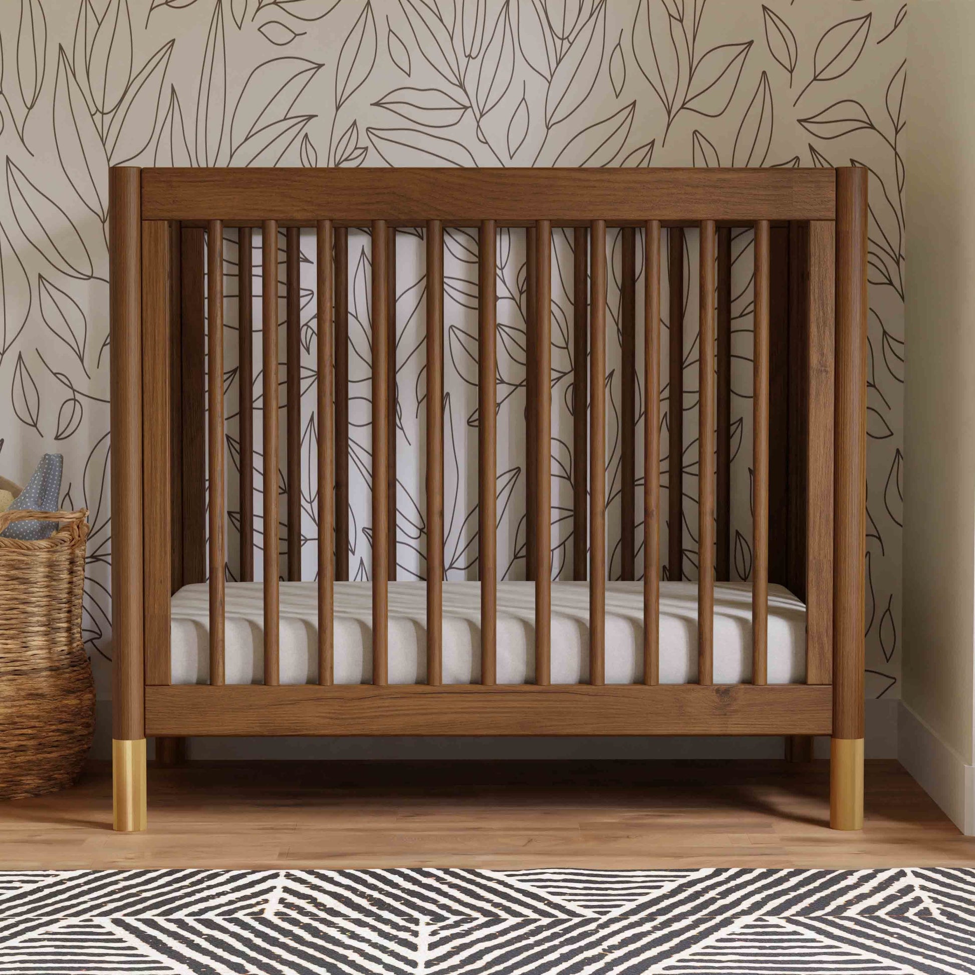 Babyletto Cribs Natural Walnut & Gold Feet Babyletto Gelato 4-in-1 Convertible Mini Crib