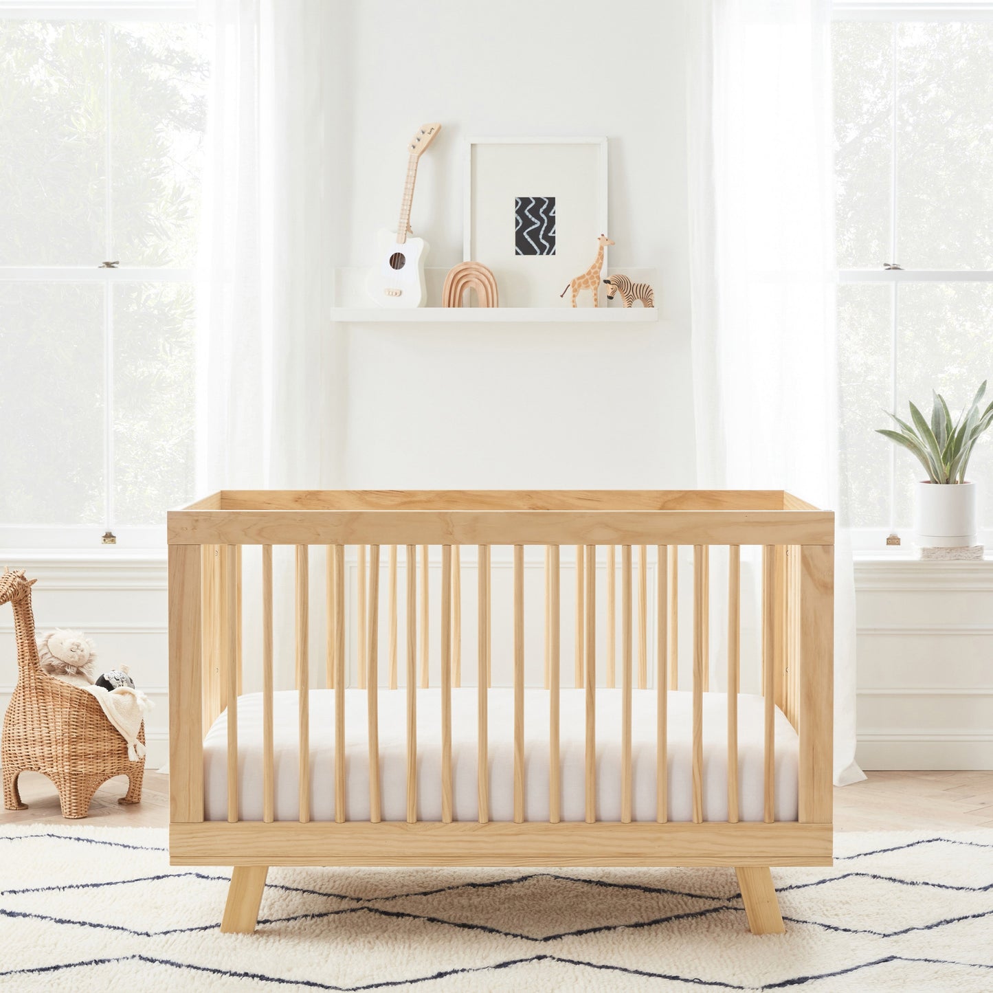 Babyletto Cribs Washed Natural Babyletto Hudson 3-in-1 Convertible Crib with Toddler Bed Conversion Kit