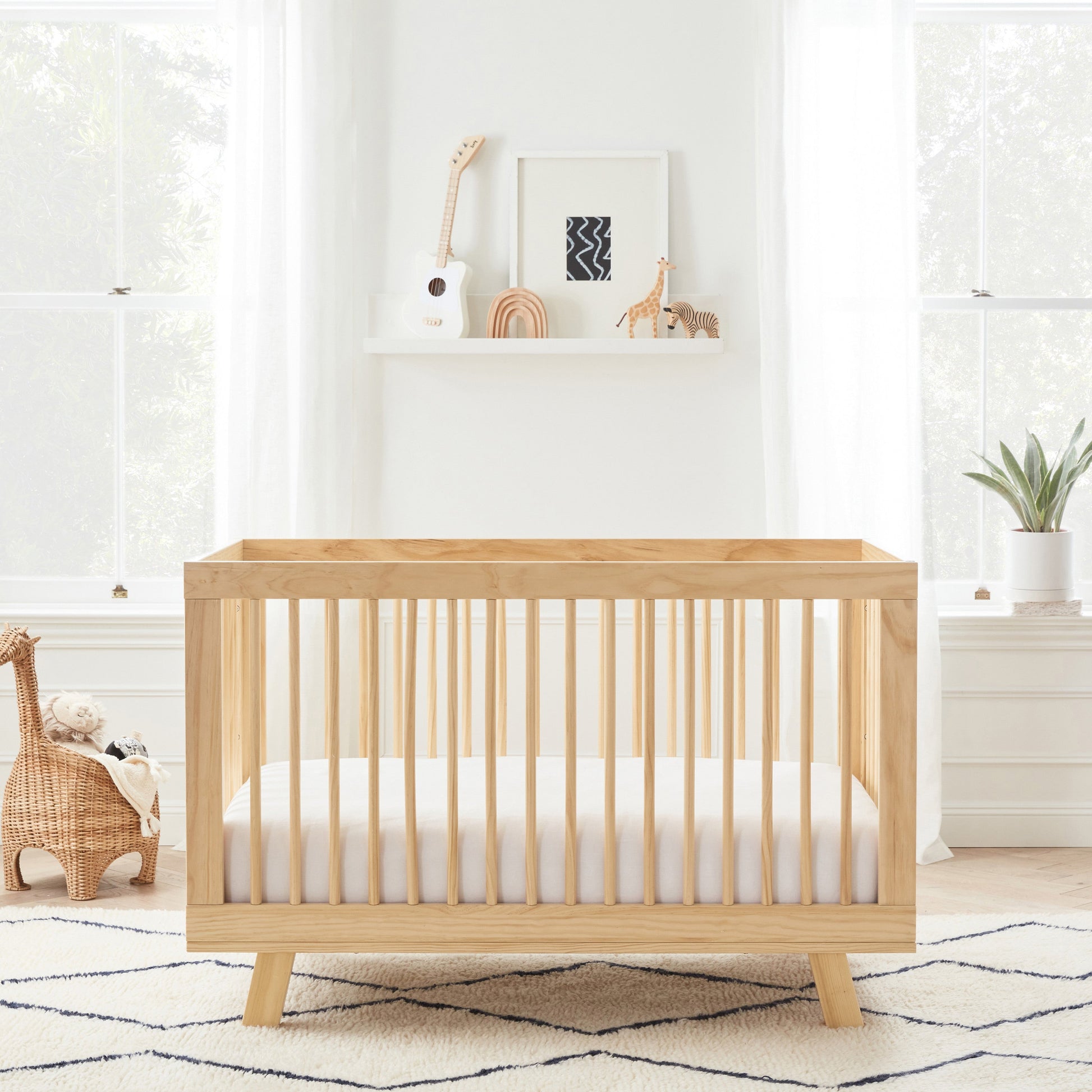 Babyletto Cribs Washed Natural Babyletto Hudson 3-in-1 Convertible Crib with Toddler Bed Conversion Kit