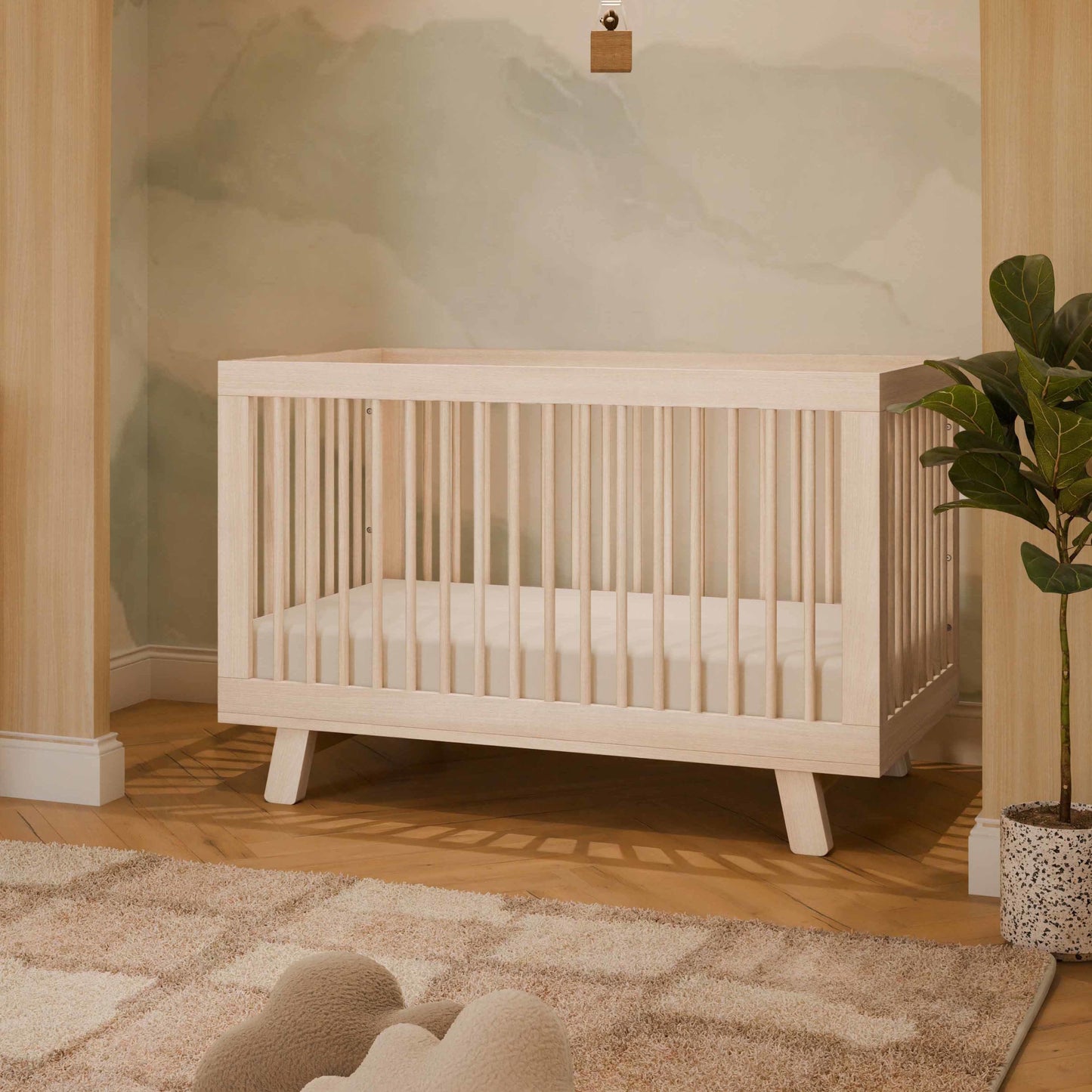 Babyletto Cribs Washed Natural Babyletto Hudson 3-in-1 Convertible Crib with Toddler Bed Conversion Kit