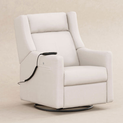 Babyletto Gliders & Rockers Performance Cream Eco-Weave Babyletto Kiwi Deluxe Power Recliner & Swivel Glider with Heat and Massage