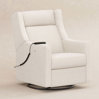 Babyletto Gliders & Rockers Performance Ivory Boucle Babyletto Kiwi Deluxe Power Recliner & Swivel Glider with Heat and Massage