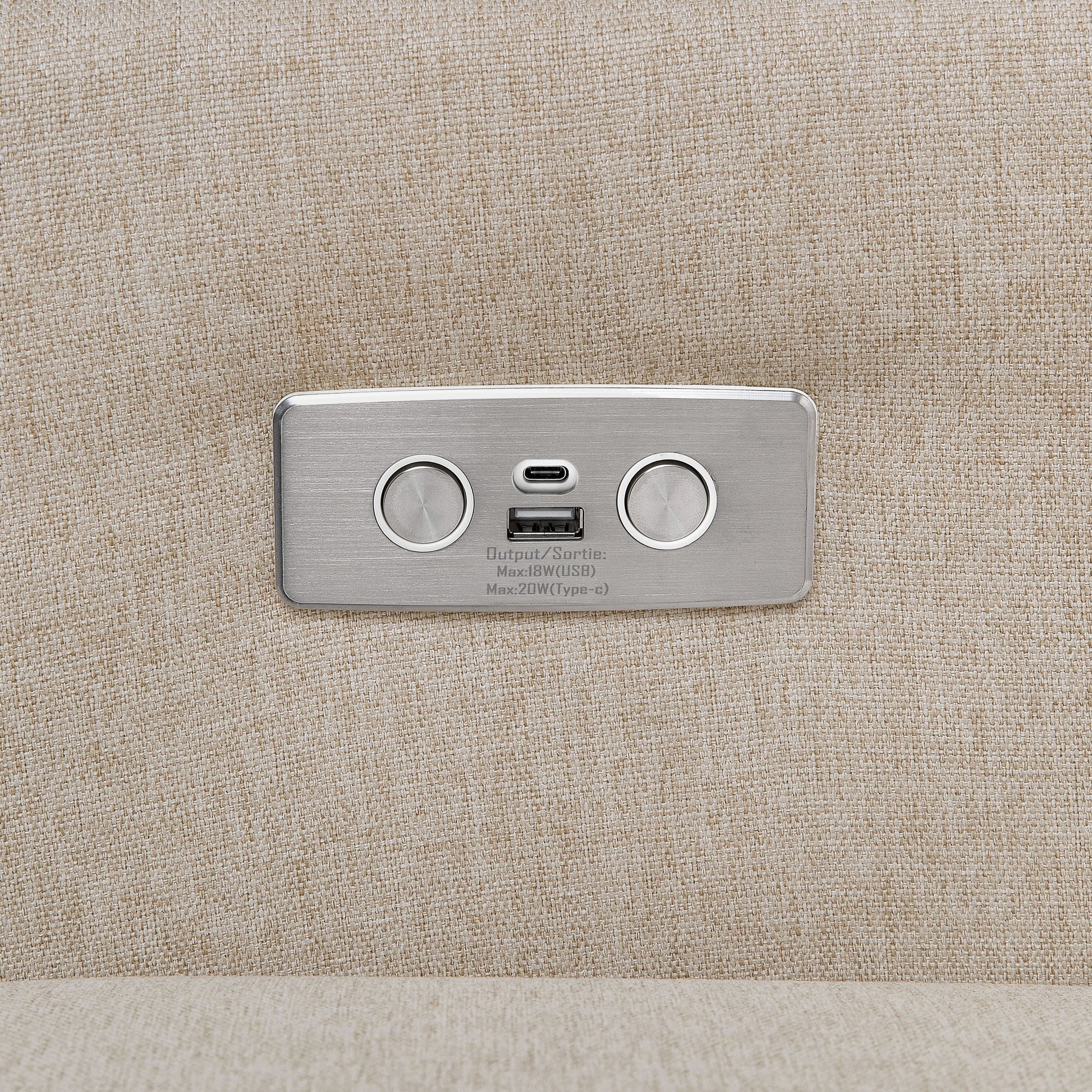 Babyletto Glider Performance Cream Eco-Weave Babyletto Kiwi Electronic Recliner and Swivel Glider with USB port