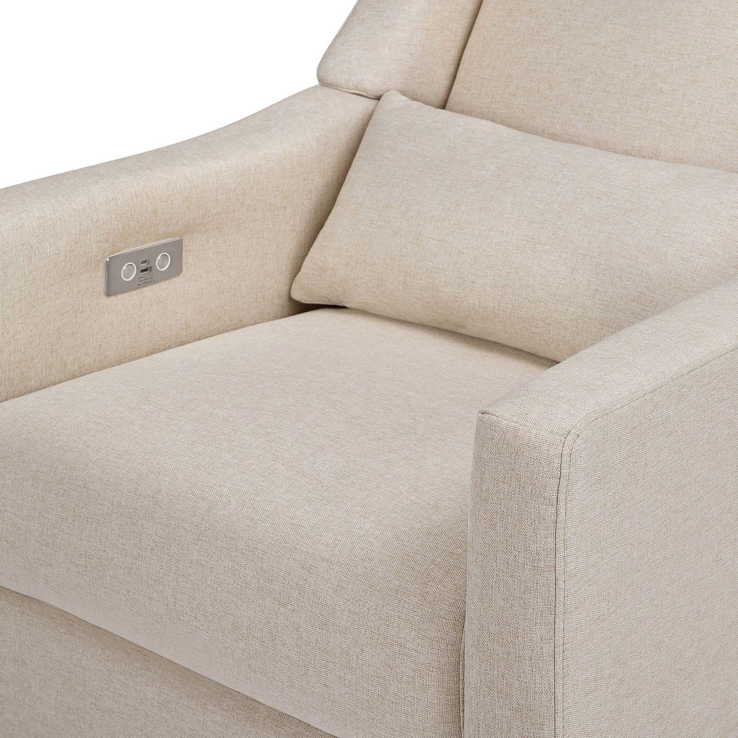 Babyletto Glider Performance Cream Eco-Weave Babyletto Kiwi Electronic Recliner and Swivel Glider with USB port