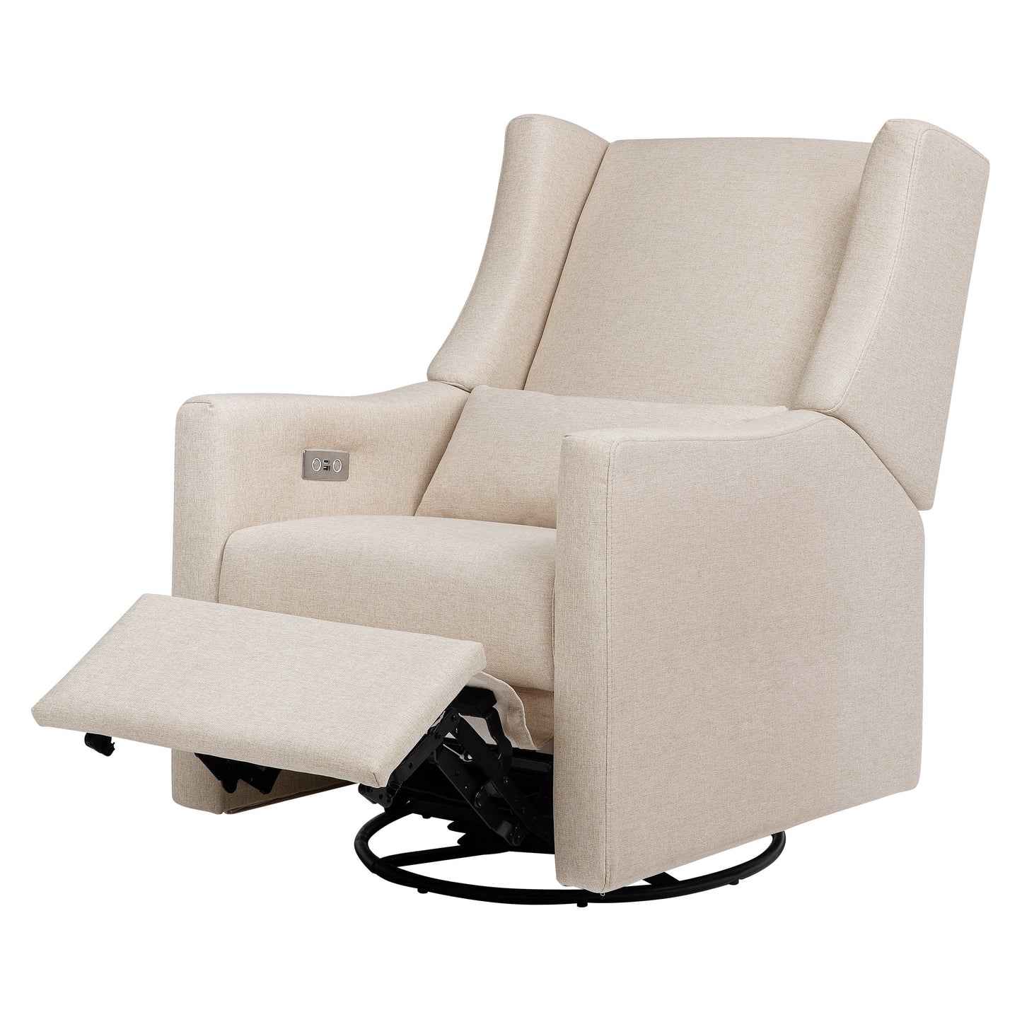 Babyletto Glider Performance Cream Eco-Weave Babyletto Kiwi Electronic Recliner and Swivel Glider with USB port