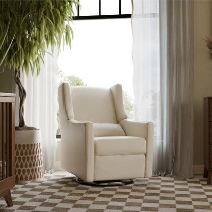 Babyletto Glider Performance Cream Eco-Weave Babyletto Kiwi Electronic Recliner and Swivel Glider with USB port