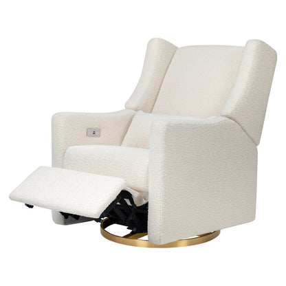 Babyletto Glider Performance Cream Eco-Weave Babyletto Kiwi Electronic Recliner and Swivel Glider with USB port