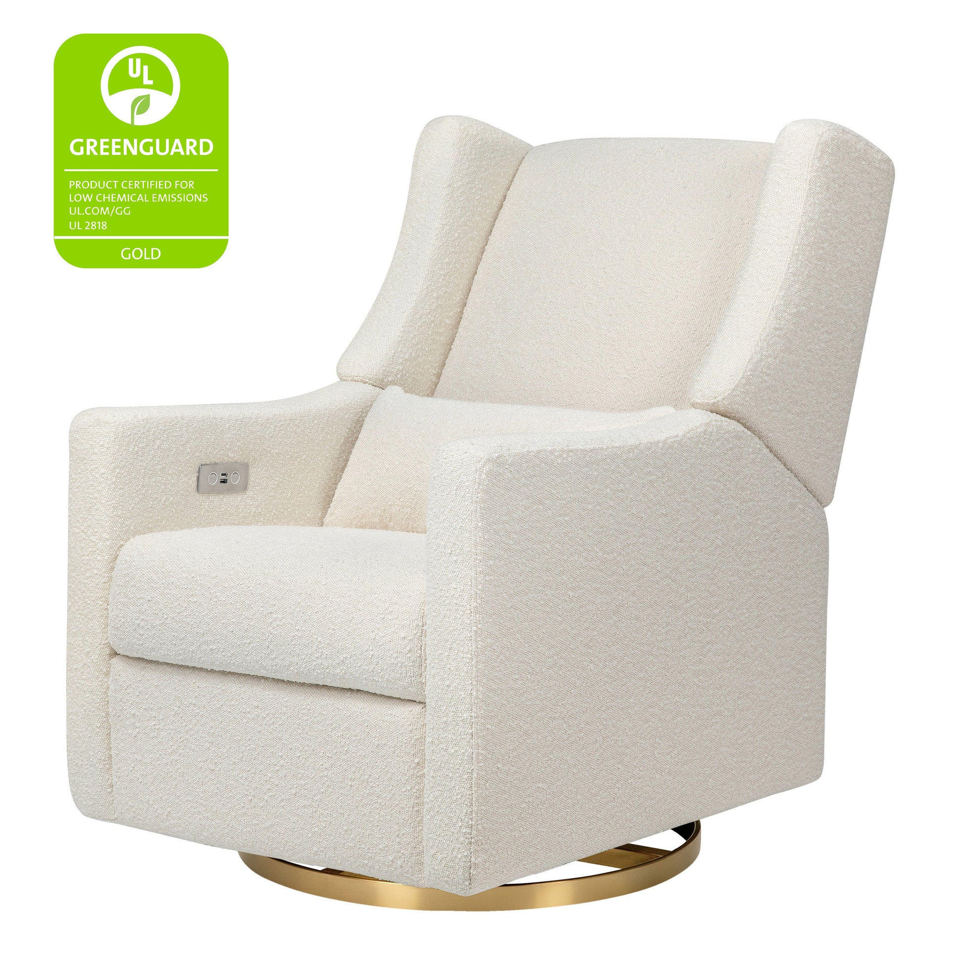 Babyletto Glider Performance Cream Eco-Weave Babyletto Kiwi Electronic Recliner and Swivel Glider with USB port