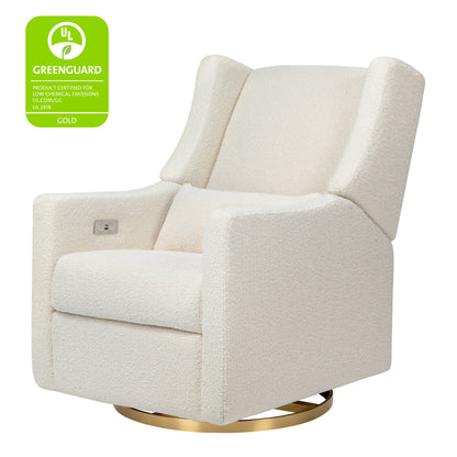 Babyletto Glider Performance Cream Eco-Weave Babyletto Kiwi Electronic Recliner and Swivel Glider with USB port