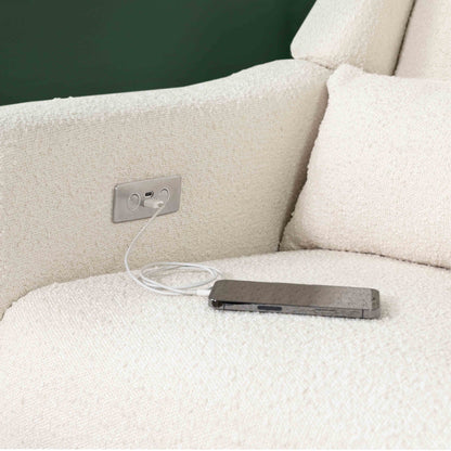 Babyletto Glider Performance Cream Eco-Weave Babyletto Kiwi Electronic Recliner and Swivel Glider with USB port