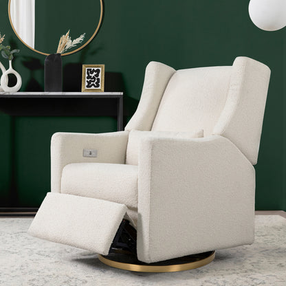 Babyletto Glider Performance Cream Eco-Weave Babyletto Kiwi Electronic Recliner and Swivel Glider with USB port