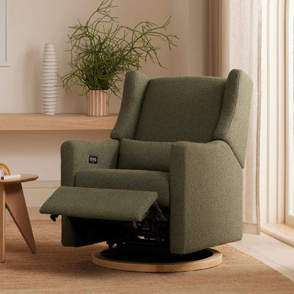 Babyletto Glider Performance Cream Eco-Weave Babyletto Kiwi Electronic Recliner and Swivel Glider with USB port