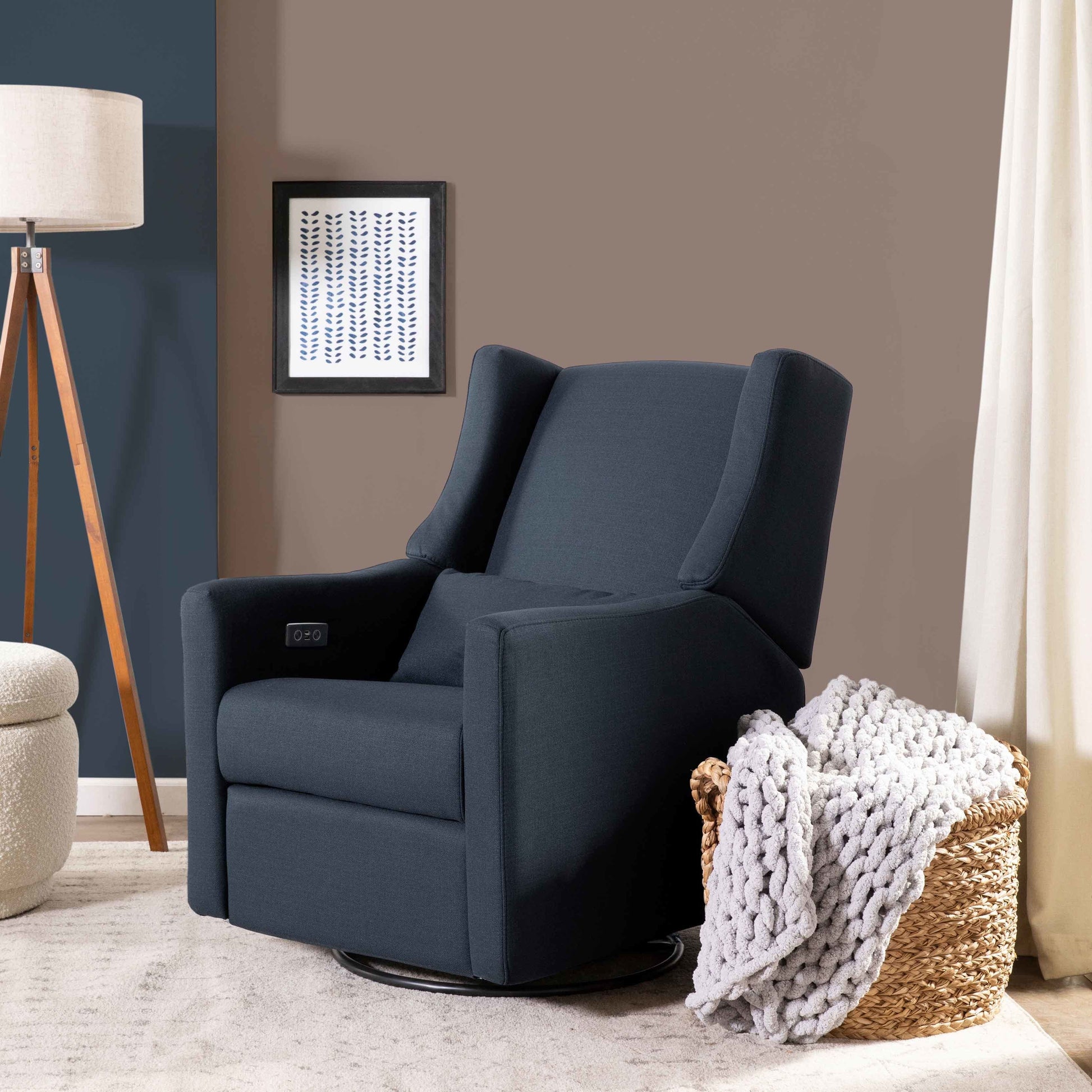 Babyletto Glider Performance Cream Eco-Weave Babyletto Kiwi Electronic Recliner and Swivel Glider with USB port