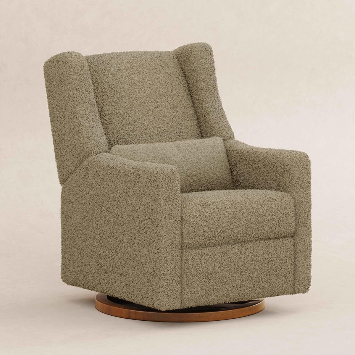 Babyletto Glider Latte Teddy Loop with Dark Wood Base Babyletto Kiwi Electronic Recliner and Swivel Glider with USB port