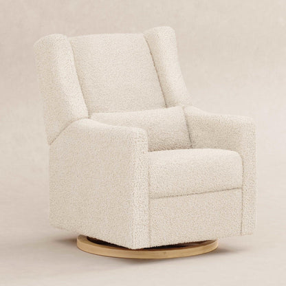 Babyletto Glider Almond Teddy Loop with Light Wood Base Babyletto Kiwi Electronic Recliner and Swivel Glider with USB port
