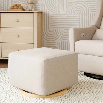 Babyletto Ottomans Performance Grey Eco-Weave with Light Wood Base Babyletto Kiwi Gliding Ottoman