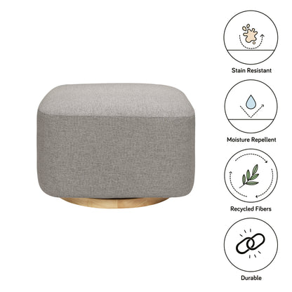 Babyletto Ottomans Performance Grey Eco-Weave with Light Wood Base Babyletto Kiwi Gliding Ottoman