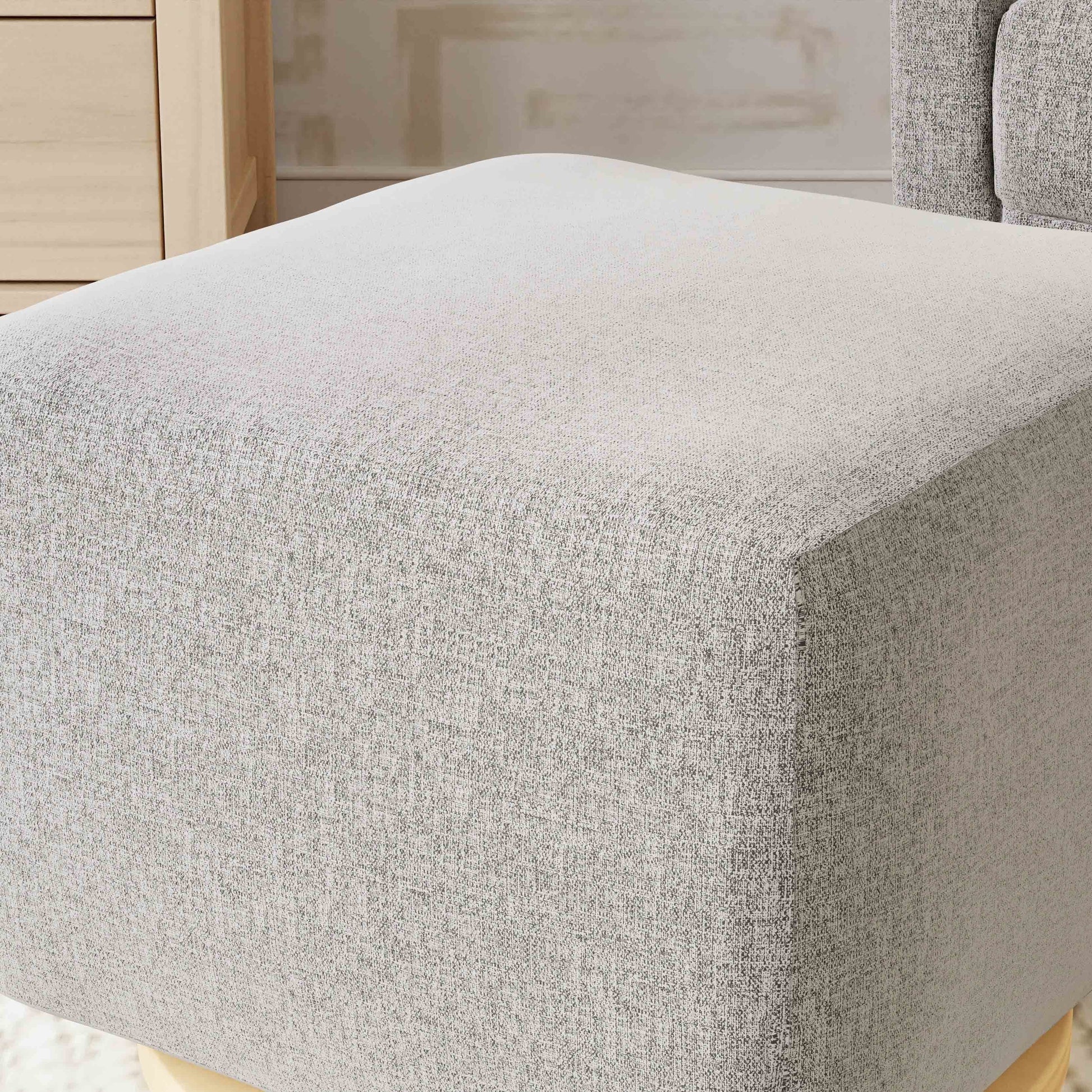 Babyletto Ottomans Performance Grey Eco-Weave with Light Wood Base Babyletto Kiwi Gliding Ottoman