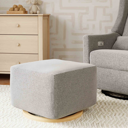 Babyletto Ottomans Performance Grey Eco-Weave with Light Wood Base Babyletto Kiwi Gliding Ottoman