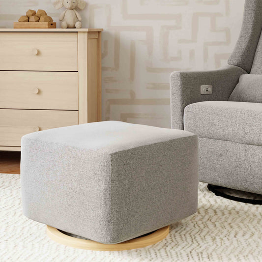 Babyletto Ottomans Performance Grey Eco-Weave with Light Wood Base Babyletto Kiwi Gliding Ottoman