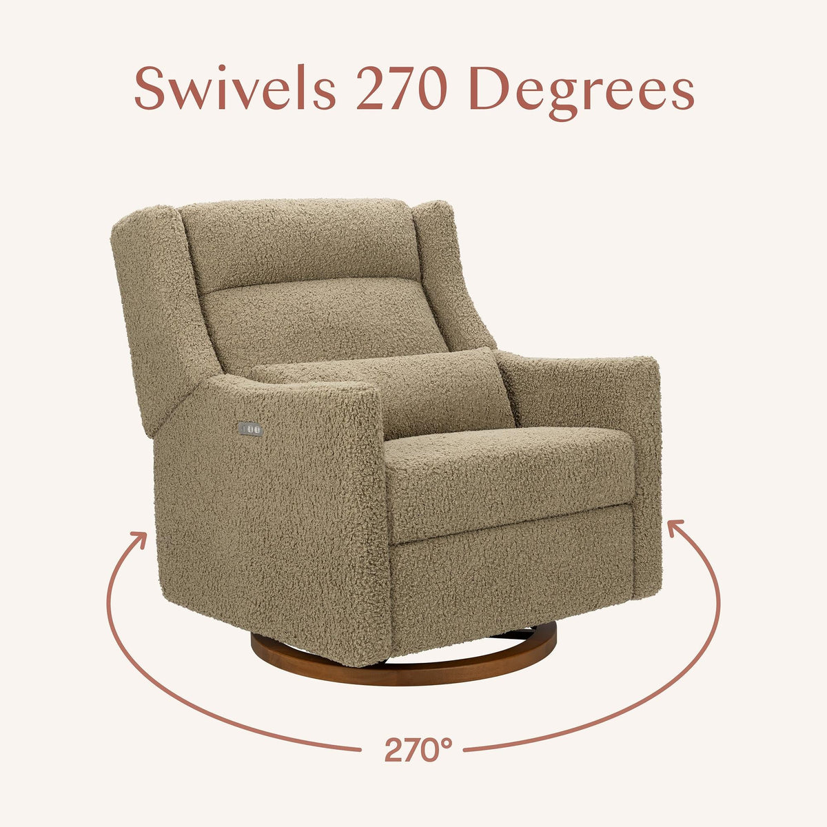 Babyletto Gliders & Rockers Babyletto Kiwi Plus Chair and a Half Power Recliner & Swivel Glider with Power Adjustable Headrest and USB Port